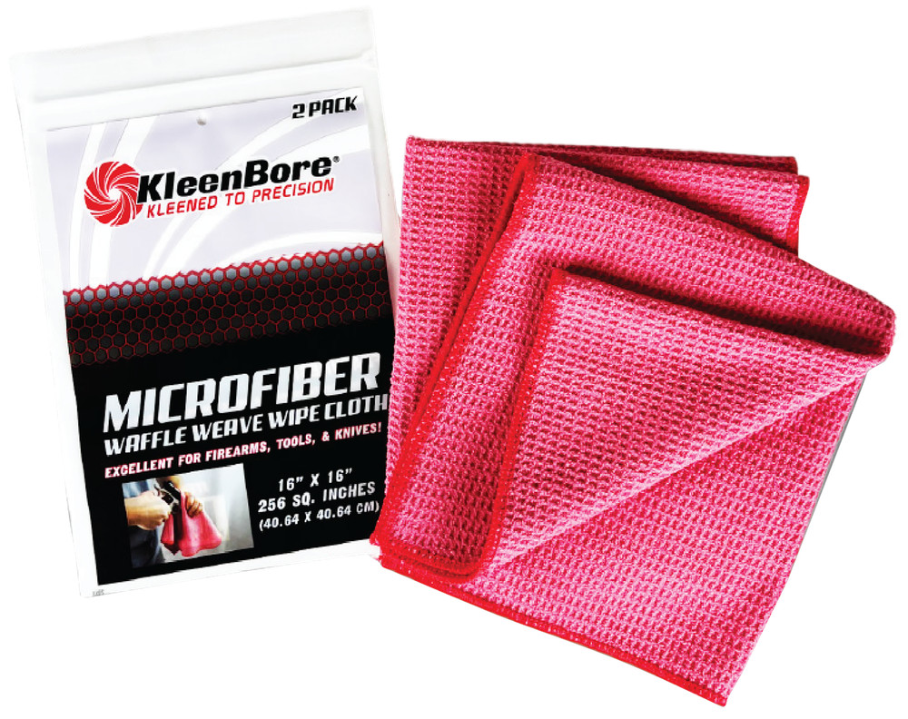 Kleen Bore Microfiber Waffle Weave Cloth 16″ x 16″ Cotton Flannel 2-Pack – MCR