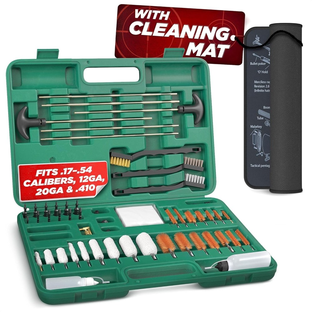 55-Piece Universal Gun Cleaning Kit for Rifles, Pistols & Shotguns – Gun Clea…