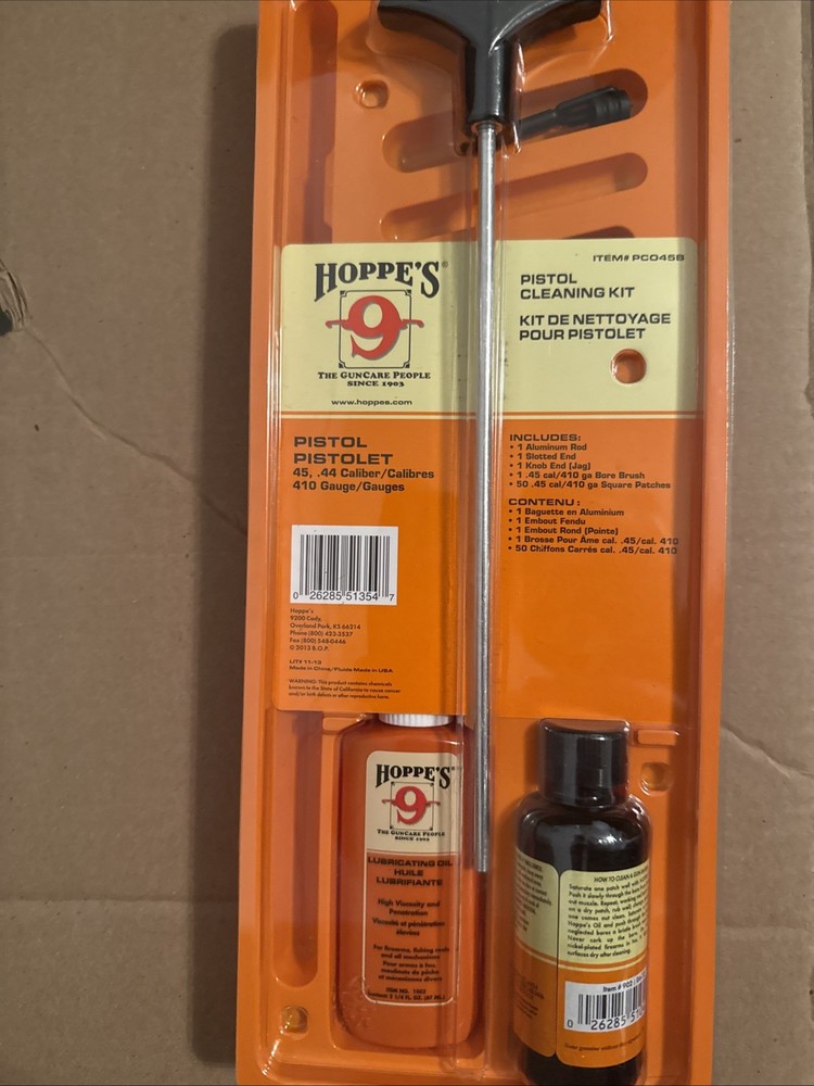 Hoppe’s Pistol Cleaning Kit .45 / .44 / 410 PCO45B