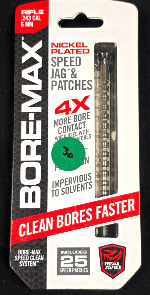 Real Avid Bore-Max Speed Jag and Patches, Bore Cleaning Jag Gun Patch