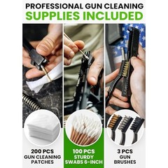 Universal Gun Cleaning Kit Brushes CLP Oil Stainless Steel Rods Patches Swabs US