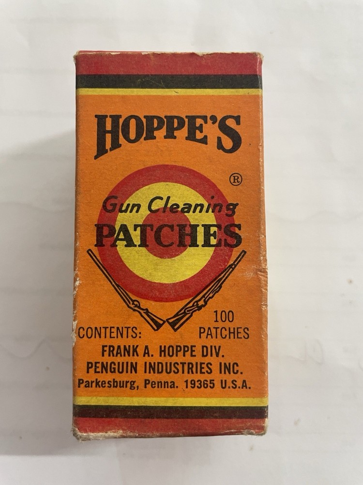 Vintage 1940’s Hoppe’s Gun Cleaning Patches No. 2 .22-.270 cal (full box) unused