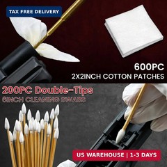 Gun Cleaning Kit Supplies Storage Box 600 Patches 200 Swabs Set FAST SHIP