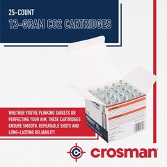 Crosman 25-Count 12-Gram CO2 Cartridges For Air Rifles And Medium, Silver