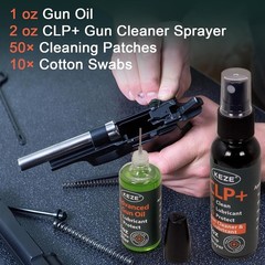 Gun Cleaner Lubricant Kit, 2 oz CLP, 1 oz Needle Oiler, 50 Patches, 10 Swabs