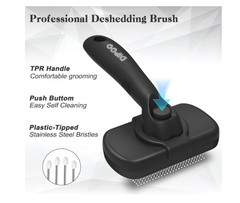 Self Cleaning Shedding Brush for Dogs & Cats, Gentle Deshedding Grooming Tool