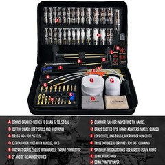 Premium Gun Cleaning Kit with Brass Brushes Rod and Rope for Multiple Calibers
