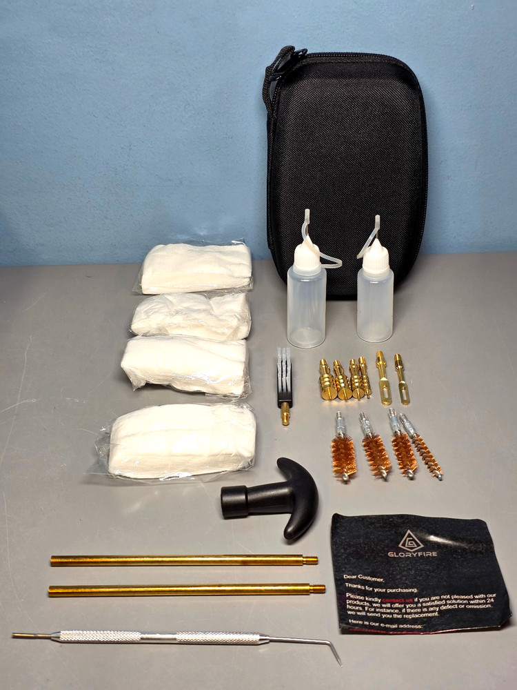 Gloryfire Gun Cleaning Kit Bore Brush Gun Jag Wick Holder Pick Rod Oil Bottles