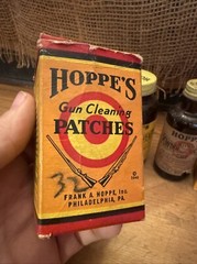 Lot Of Vintage Hoppe’s Gun Cleaning Patches 270 35 And Solvent Bottles