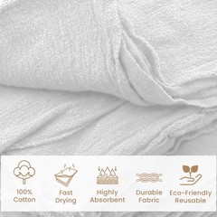 Ashley Mills Cotton Shop Towels Pack Of 50 13X14 In Cleaning Rags Absorbent