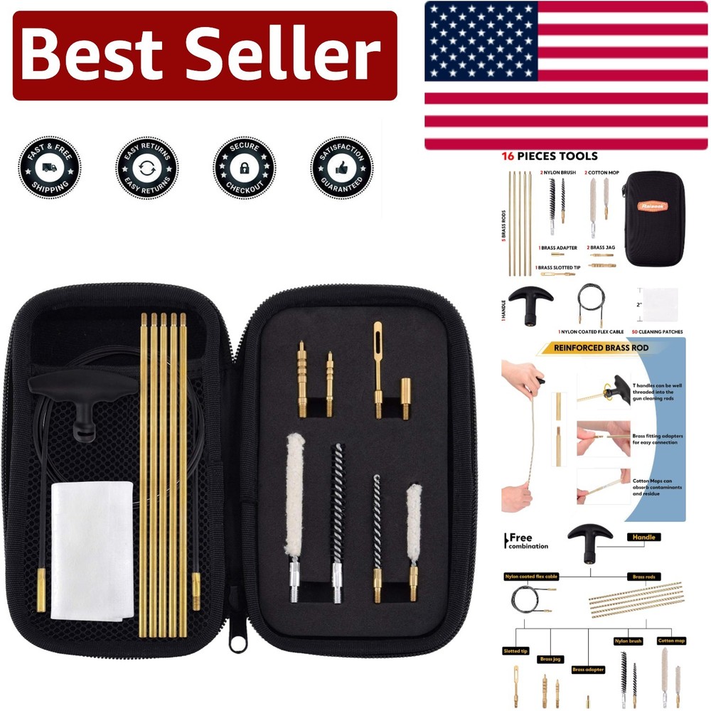 16-Piece High-Quality Airgun Cleaning Kit for 177 & .22 Cal with Carrying Case