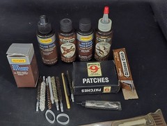 Lot Of Outers Gun Cleaning Supplies .357 .38 9mm 22 Calibers Patches Oil Solvent