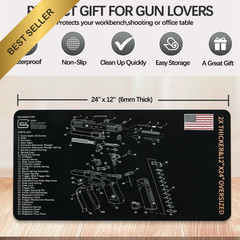 Black Gun Cleaning Mat 24×12 For Glock Pistol Maintenance Pad With 6″ Swabs