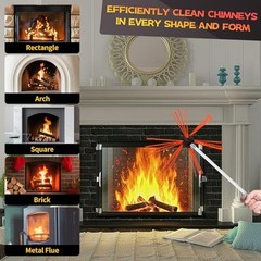 Chimney Sweep Kit, Chimney Cleaning Kit with 8 Flexible White Chimney 26 Feet
