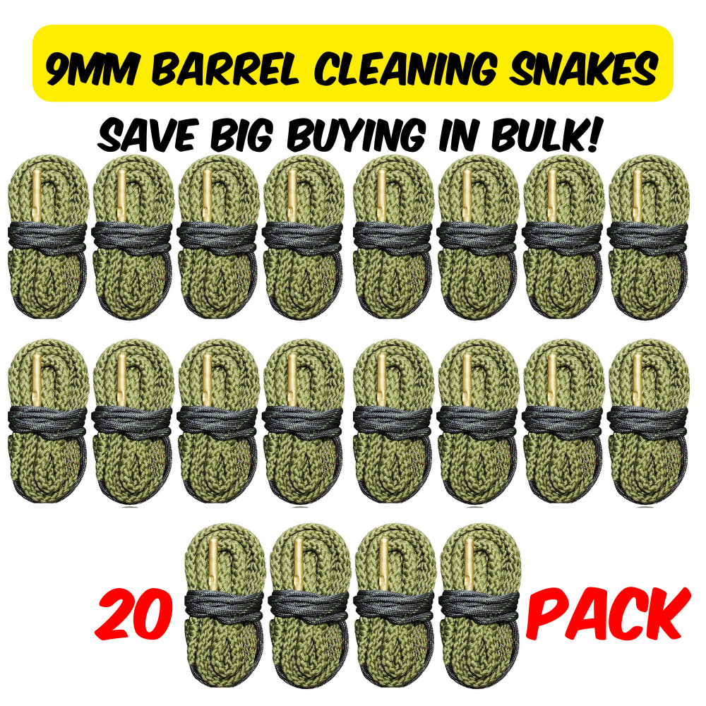 9MM Barrel Cleaning Snakes Clean Bore 20 Pack Lot Rope Easy Pull Fast Pistol