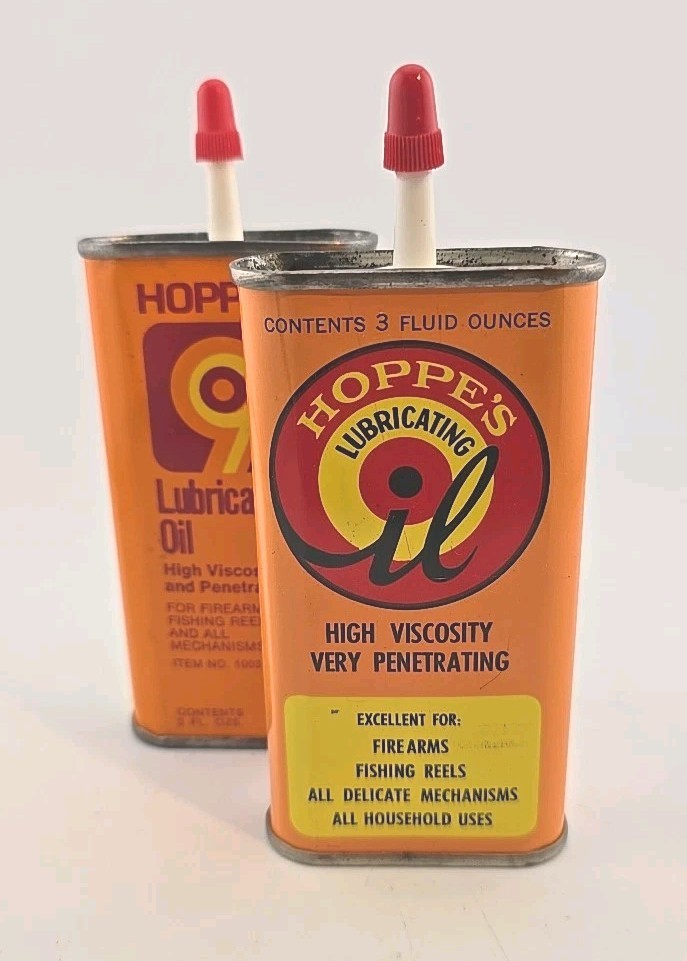 HOPPES LUBRICATING – pair of Hoppes Lubricating 3 ounce Tins, Both Gens used