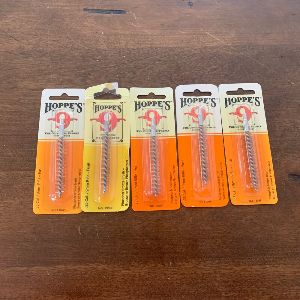 6 Hoppe’s Gun Cleaning Brushes .35 Caliper 1309P Phosphor Bronze Brushes New