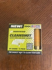Huntego 20 Gauge CleanShot Shoot-Thru Gun Bore Cleaner ~ NEW ~ 4 Pack Of Shells