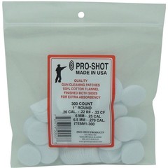 Pro-Shot 1-300 Cleaning Patches .22-.270 Cal 1″ Round Cotton Flannel 300 Per Bag