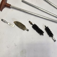 Vintage 12 Gauge Shotgun Cleaning Kit w/ Hoppe’s Oil Rods Brushes Bachmann Case