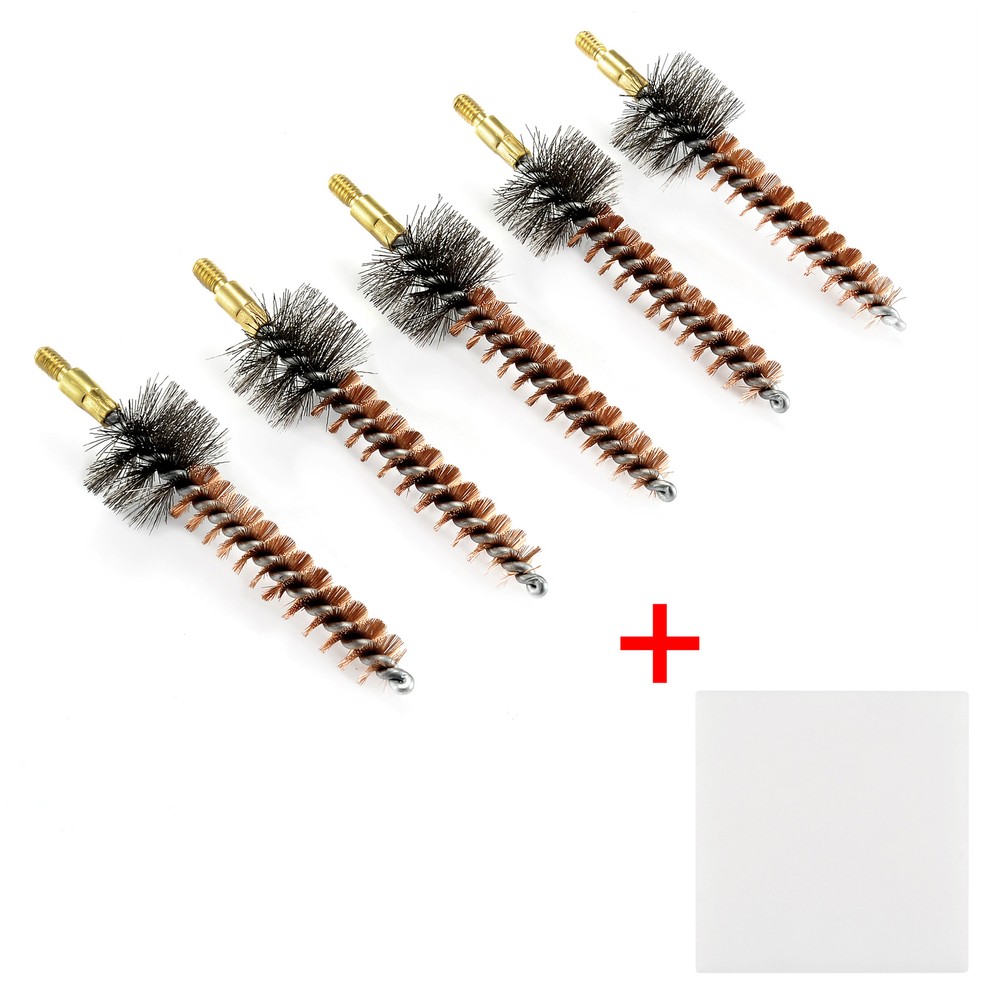 5 Pieces Bronze Bristle Bore Cleaning Brush Thread for Rifle with 50 Patches