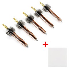 5 Pieces Bronze Bristle Bore Cleaning Brush Thread for Rifle with 50 Patches