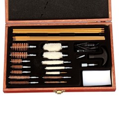Gunmaster 42 Piece Deluxe Universal Cleaning Kit in Wood Case Cleans Rifles