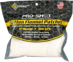 Pro-Shot 2-250 Cleaning Patches .270-.38 Cal 2″ Round Cotton 250 Pack