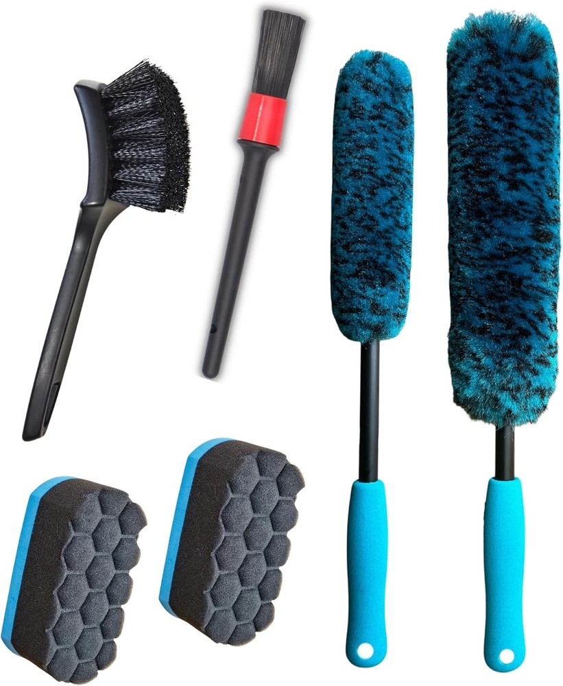6PCS Car Wheel Cleaning Detailing Pro Kit, Tire Brush, 2 6 Pack (Blue & Black)