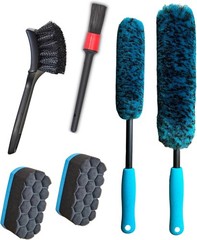 6PCS Car Wheel Cleaning Detailing Pro Kit, Tire Brush, 2 6 Pack (Blue & Black)