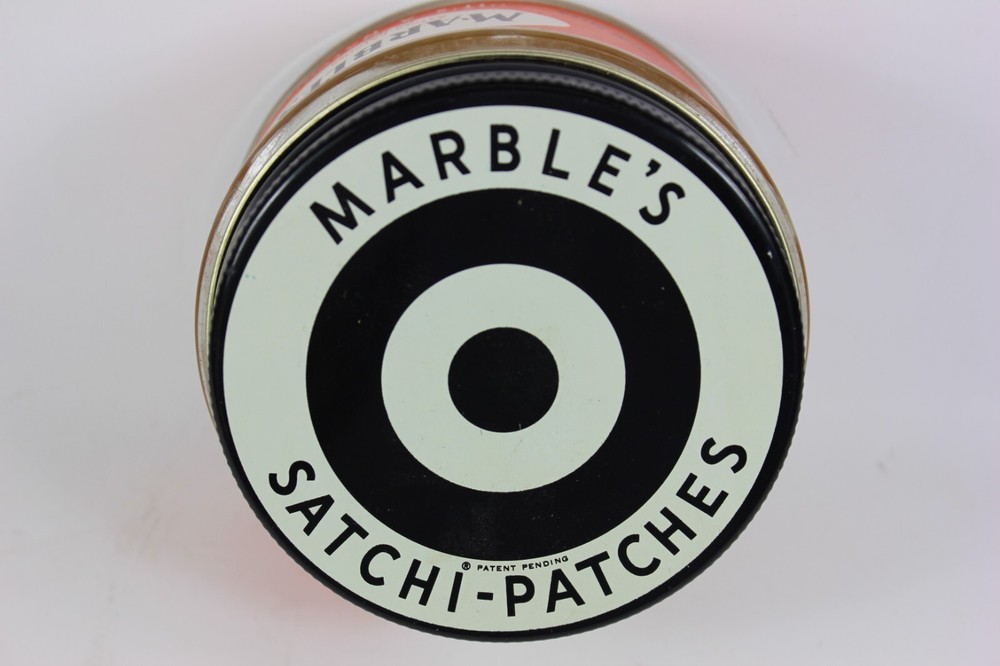 Marble’s Satchi Patches LARGE JAR Paper Label Marble Arms Corp Gladstone Mi.