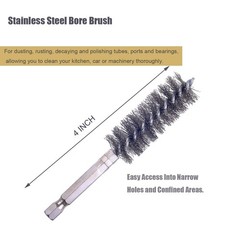 10 Pcs Stainless Steel Bore Brush Set for Powerful Rust Removal – 1/4 Inch Hex