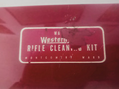 Vintage Montgomery Ward Western Field Cleaning Kit Red Metal 13 x 4 1/4 x 1 1/2″