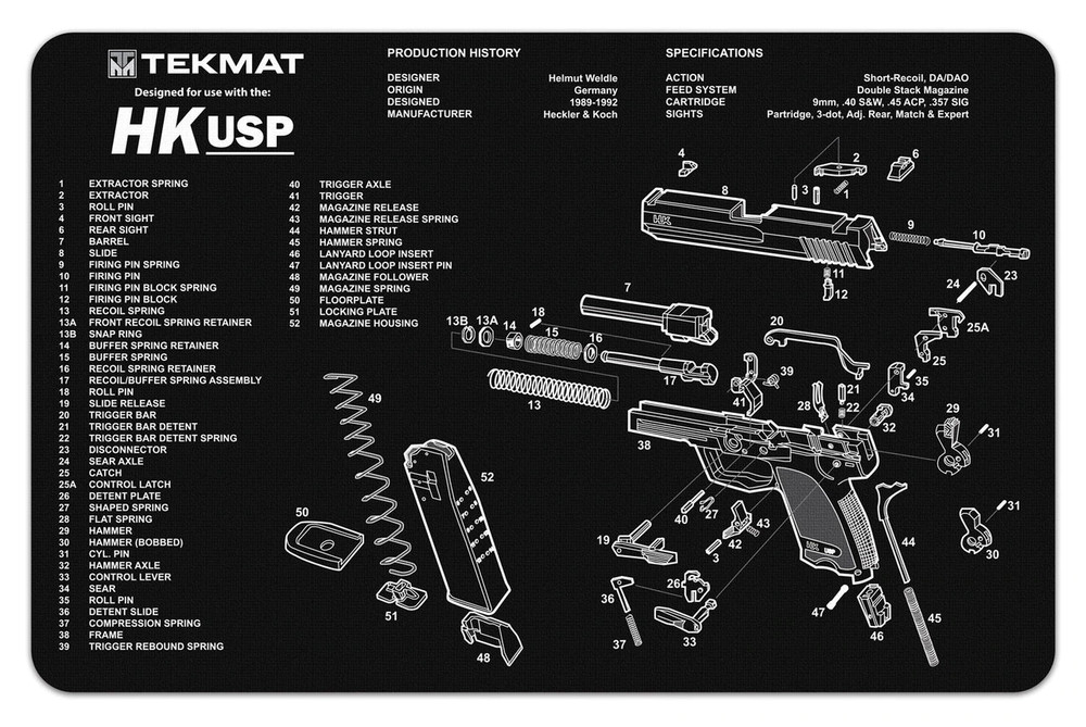 TekMat Handgun Cleaning Mat H&K USP
