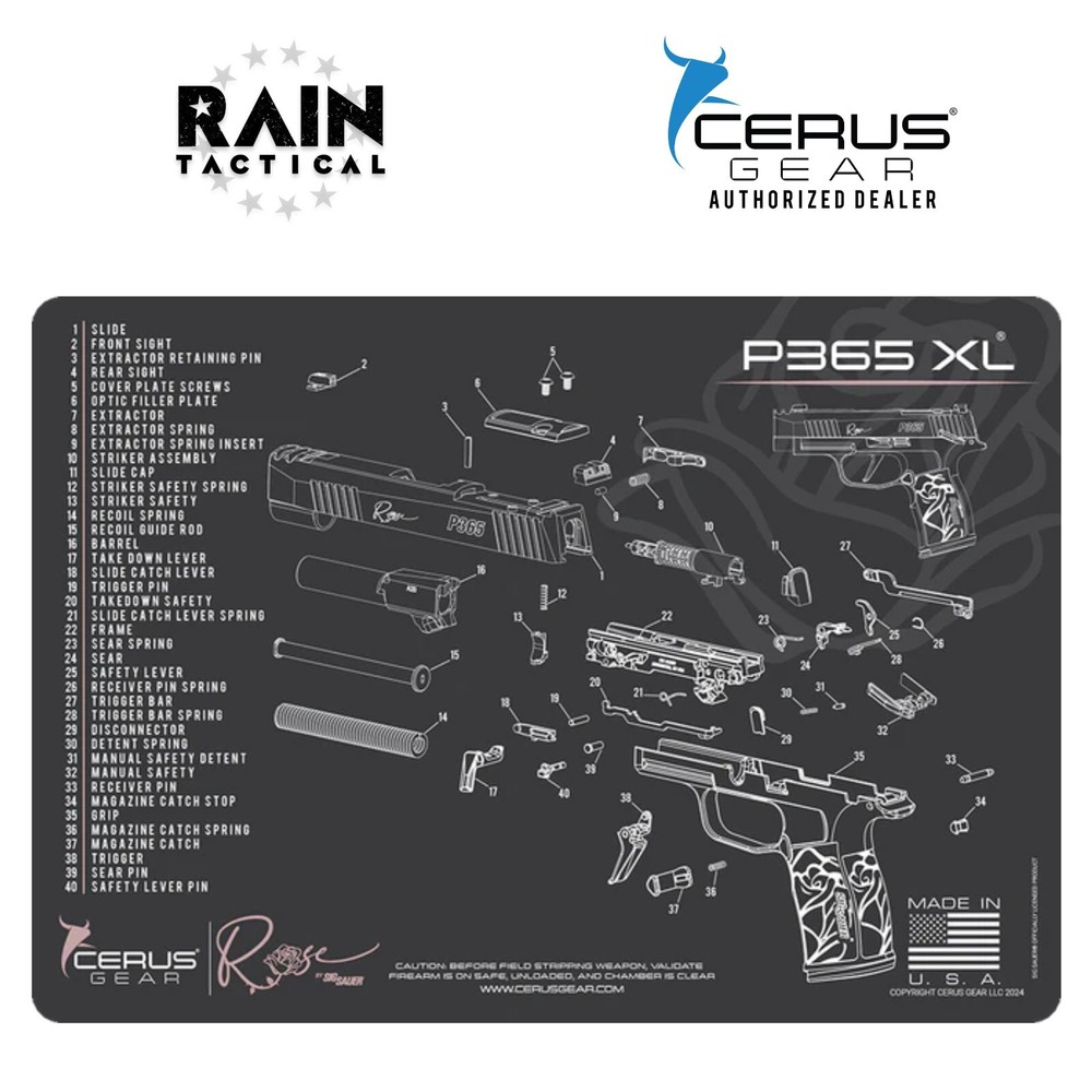 Sig Sauer P365 XL ROSE Schematic Handgun Mat