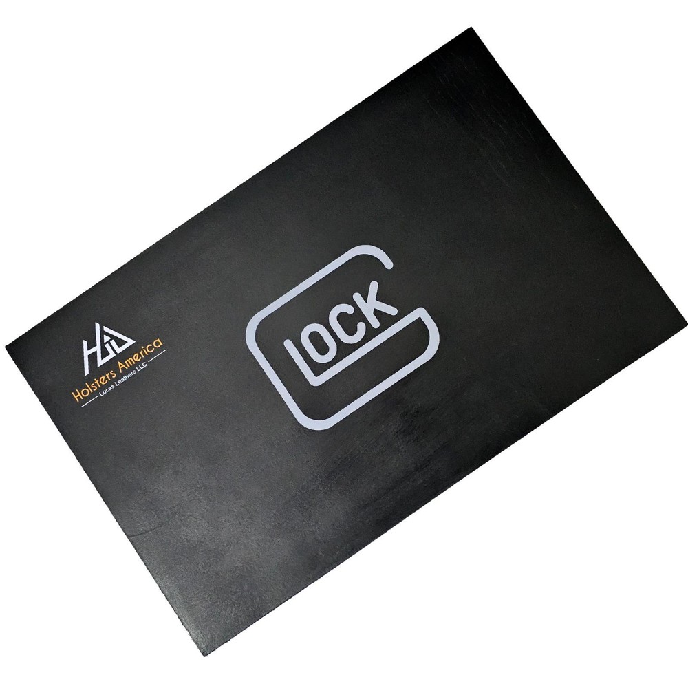 Custom Pistol LEATHER GUN CLEANING MAT Colt, Glock, Black measures 11″ x 17″