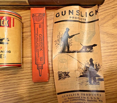 VTG. GUNSLICK RIFLE CLEANING KIT #477 & CONTENTS (RAMROD, GREESE, PATCHES, LUBE