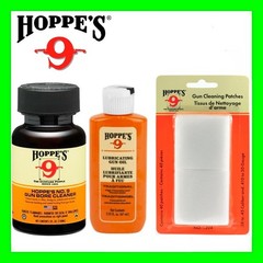 Hoppe’s No. 9 Gun Bore Solvent 904, Lubricating Oil 1003, Cleaning Patches 1204