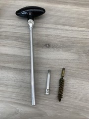 VINTAGE OUTERS PISTOL CLEANING ROD BP604 38 CAL WITH ATTACHMENTS AND SLEEVE