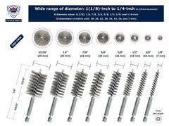 Stainless-Steel Bore Brush [8-Size Set] Wire Brush for Power Drill, Metal Cle…