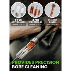 Universal Gun Cleaning Kit Brushes CLP Oil Stainless Steel Rods Patches Swabs US