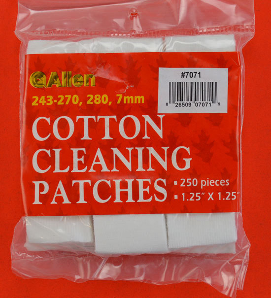 Allen Cotton Cleaning Patches 243, 270, 280, 7mm 250 Count 1.25 x 1.25