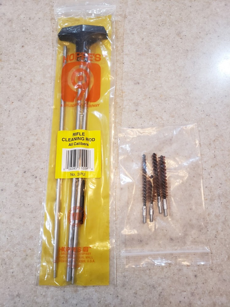 Vintage Hoppes Rifle Cleaning Rod All Calibers No. 3PU Aluminum & 4 Bore Brushes