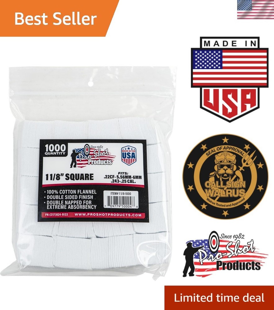 Superior Absorbent Cleaning Patches – 1000 Count for Pistol Care, 1 1/8″ Size