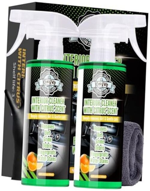 Car Interior Cleaner Spray, Multipurpose Leather Seat Cleaner Citrus-2Pcs