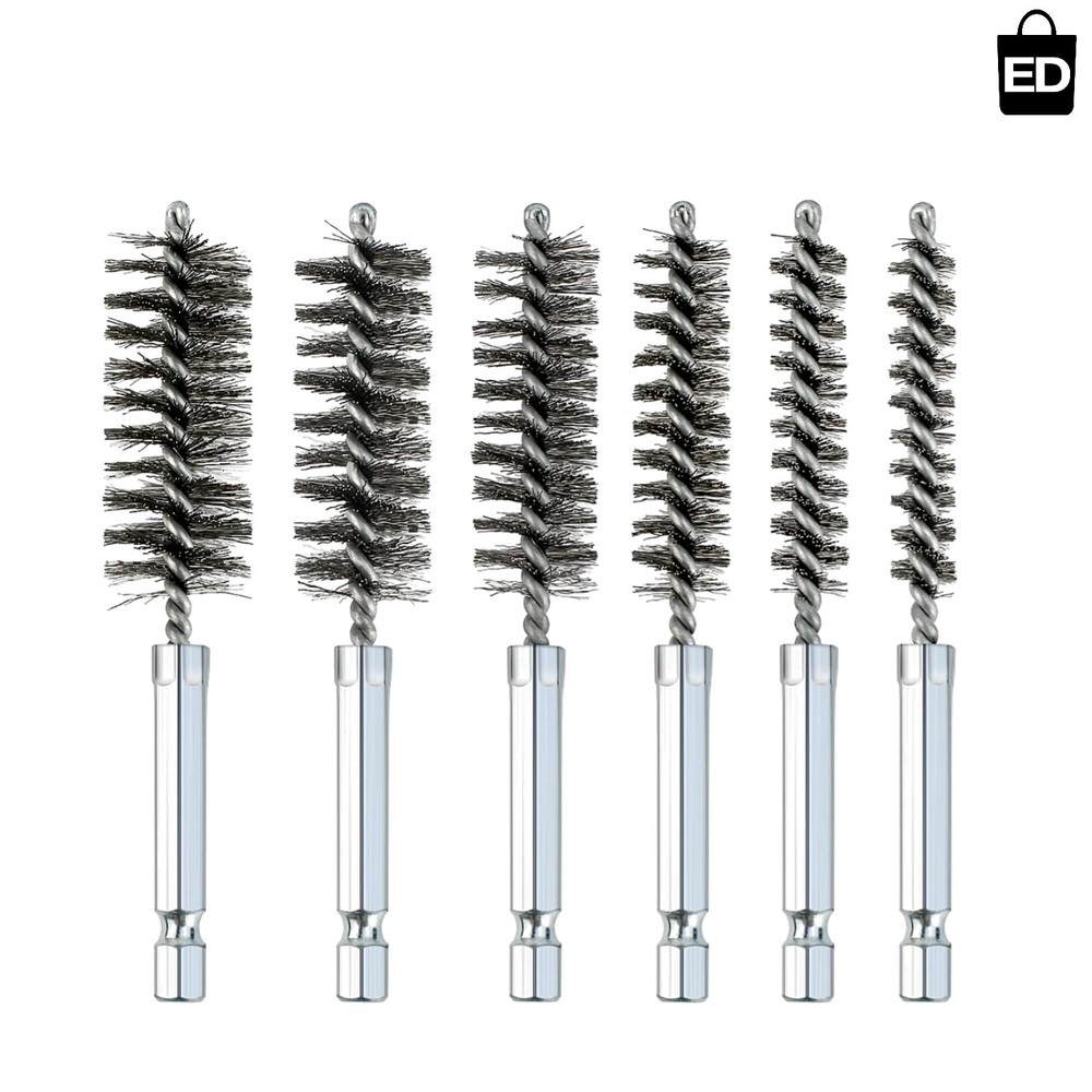Compact Set of 6 Stainless Steel Twisted Wire Brushes for Precise Cleaning Tasks