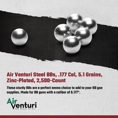 Air Venturi Steel BBS, 177 Cal, 5.1 Grains, .177 Caliber/4.5 mm, Chrome