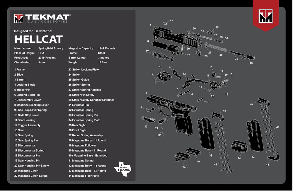 TekMat Ultra Premium Handgun Cleaning Mat Hellcat