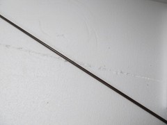 VINTAGE 49″ SOLID RIFLE CLEANING ROD Brass Tip and Sliding Ring, Wood Handle