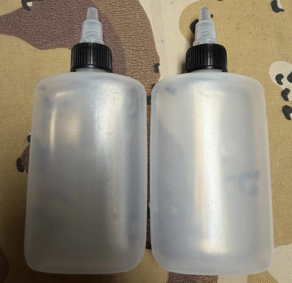 USGI Weapon Oil Bottle LSA CLP 4oz Military Cleaning Clear 2 Pack Empty New NOS